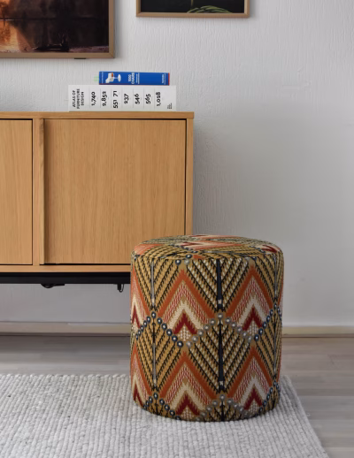 Poef in Aldeco savoir-faire stof – Ø37 cm x H40 cm